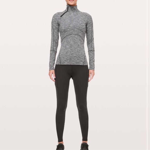 lululemon athletica Tops - Lululemon Brisk Running 1/2 Zip Coco Pique Black White Size 4